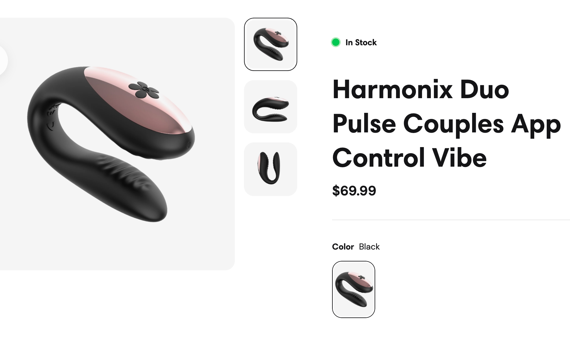 Pictured is a screenshot of the Harmonix Duo Pulse Couples App Control Vibe on the website. Pictured is a screenshot of the Harmonix Duo Pulse Couples App Control Vibe on the website.