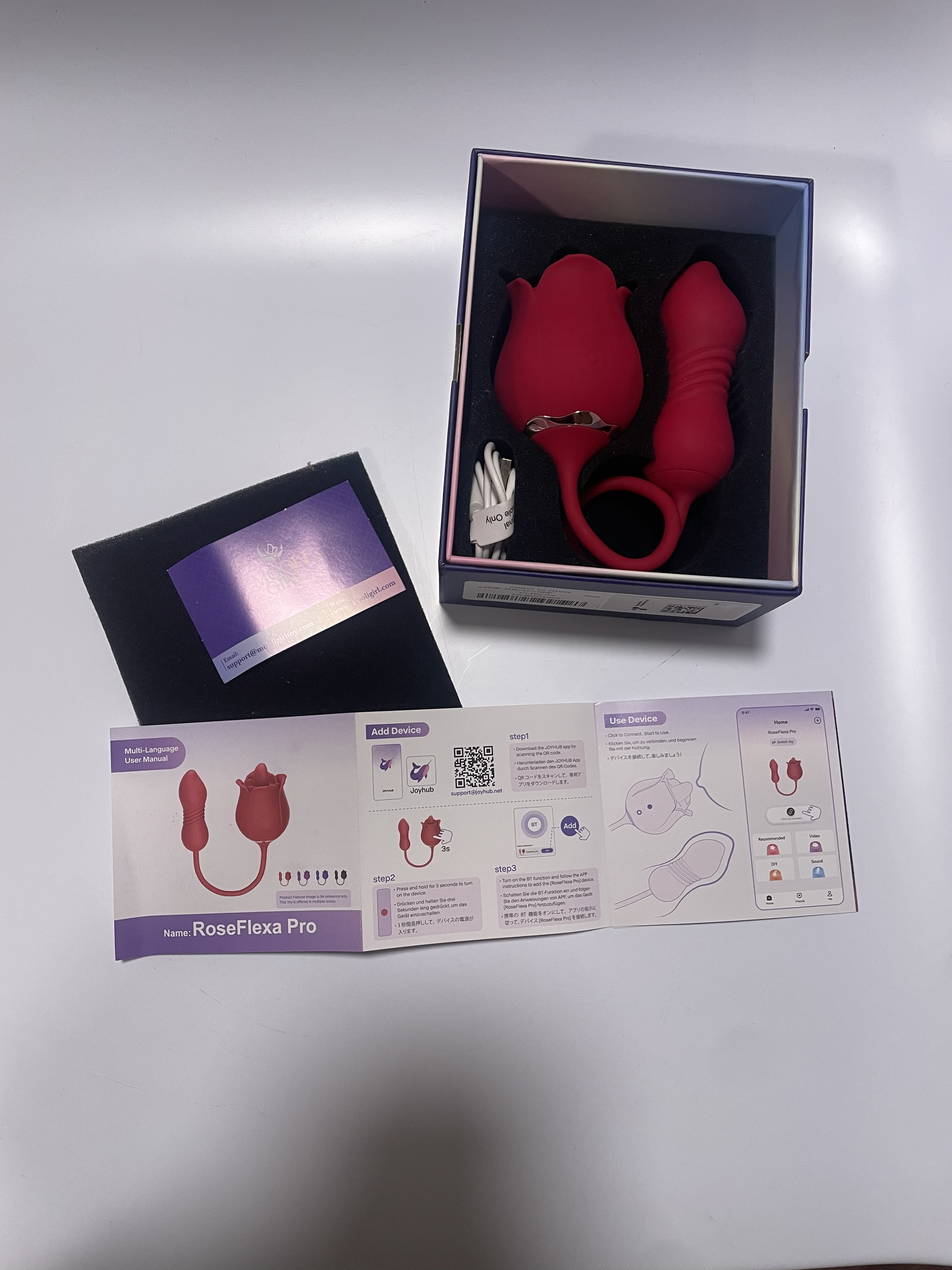 The packaging was discreet and featured a manual on how to use the sex toy. The packaging was discreet and featured a manual on how to use the sex toy.