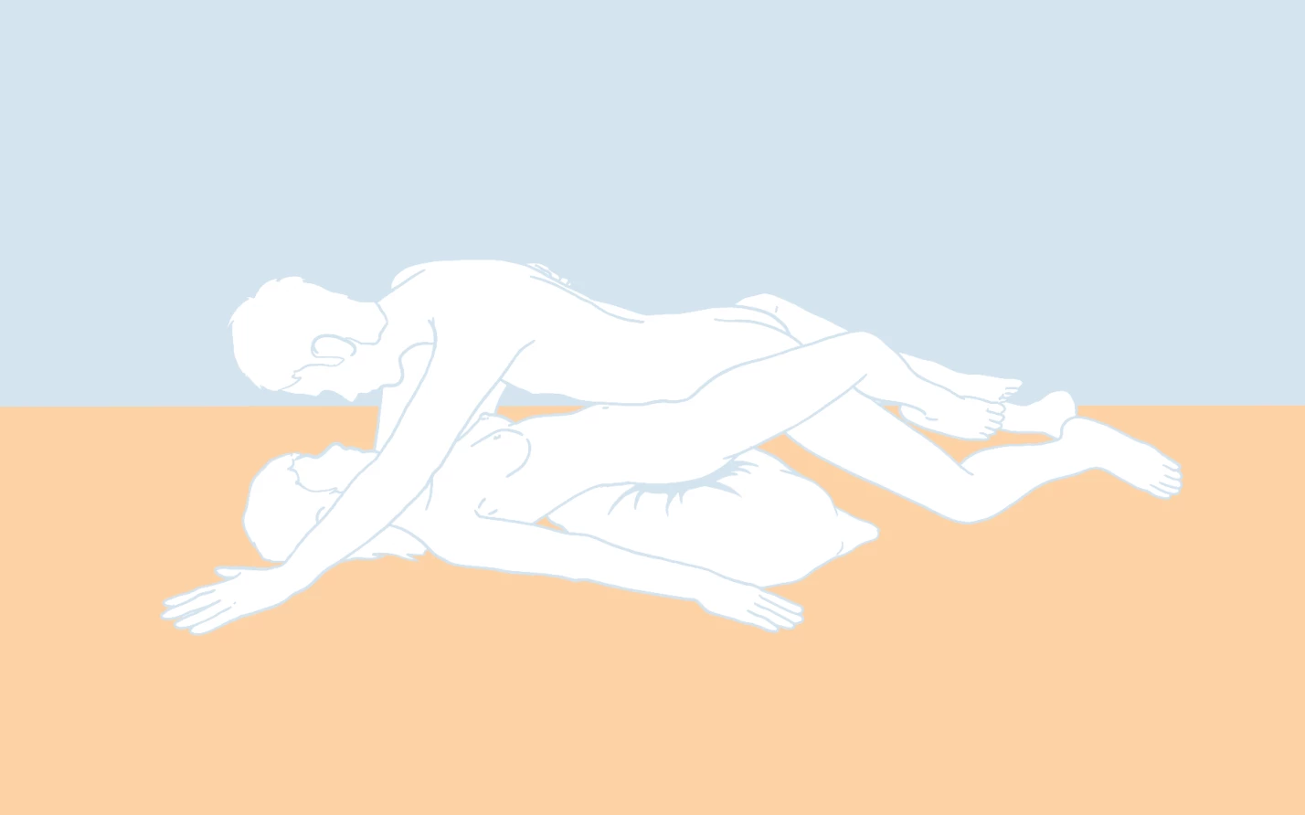 A couple, consisting of a man and a woman, having intimate sex with the coital alignment technique