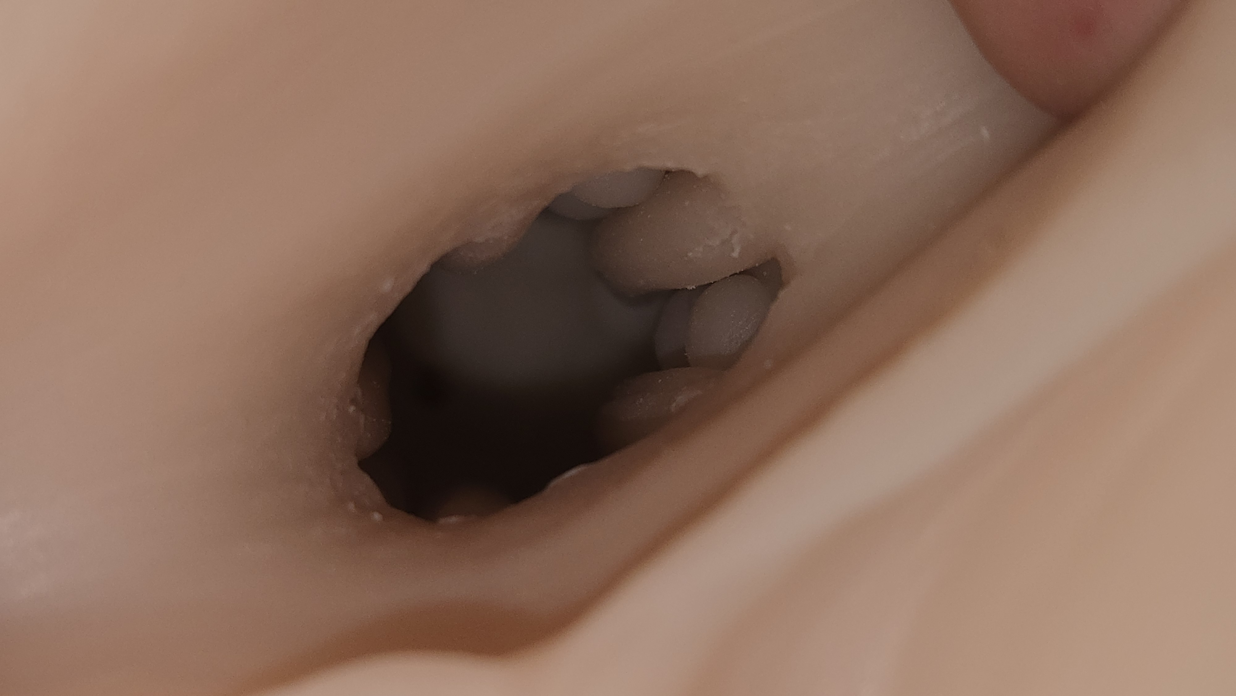 This image showcases the inner workings of the Dillion Harper Fleshlight, emphasizing the tight ribbed texture.