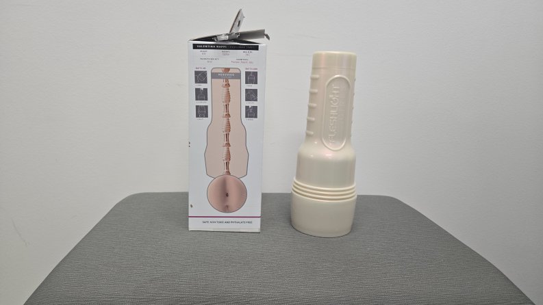 The Valentina Nappi Fleshlight with the box next to it showing off the texture.