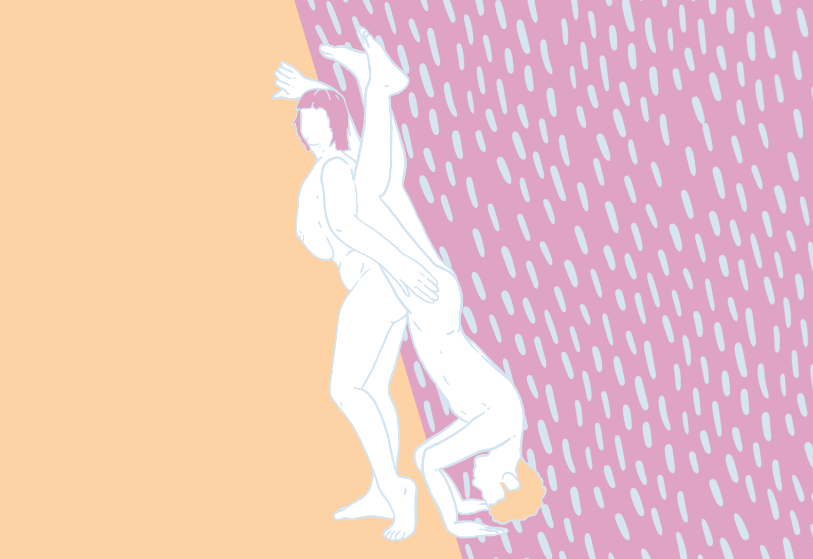 Someone is leaning against a surface while another person is behind them, doing a handstand, and inserting themselves Someone is leaning against a surface while another person is behind them, doing a handstand, and inserting themselves