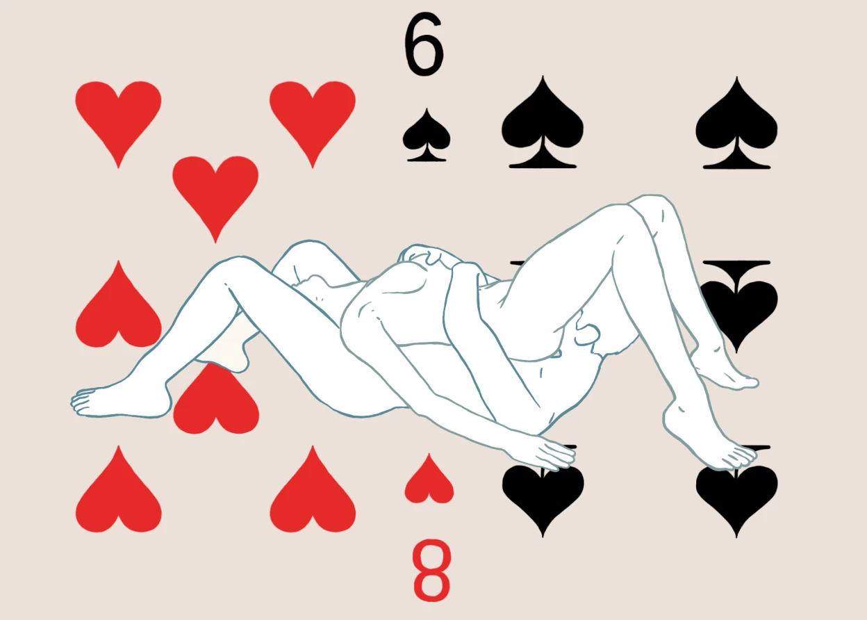 A couple doing the 68 sex position A couple doing the 68 sex position