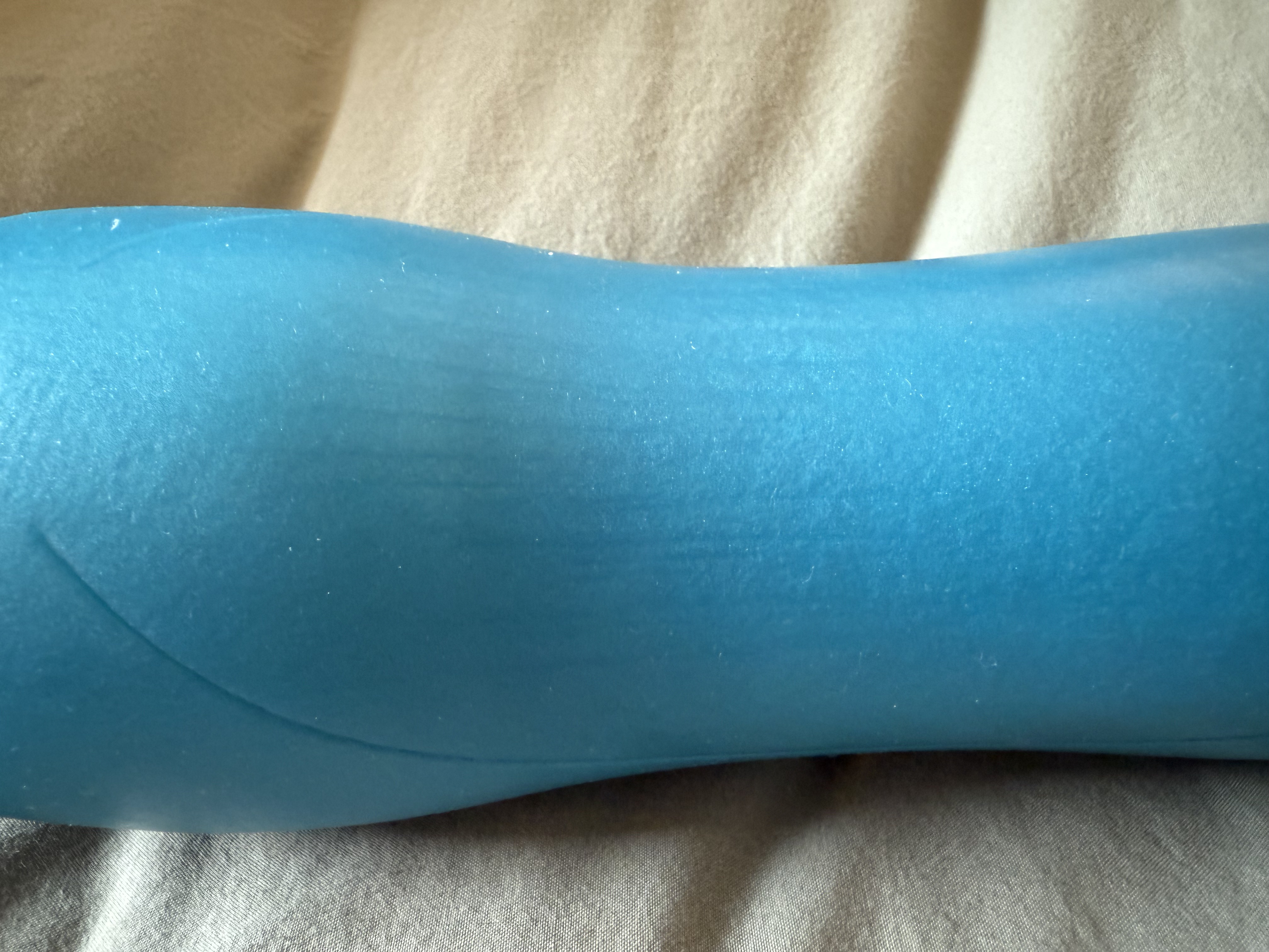 The shimmery blue coloring makes the sex toy pop, and showcases the silicone material unique to the product. The shimmery blue coloring makes the sex toy pop, and showcases the silicone material unique to the product.