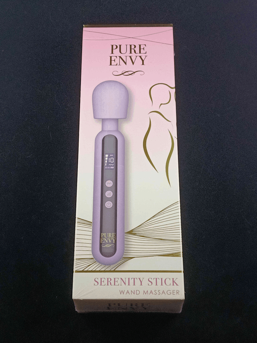 The sleek pink packaging of the Pure Envy Serenity Stick brings pleasure in a box. The sleek pink packaging of the Pure Envy Serenity Stick brings pleasure in a box.