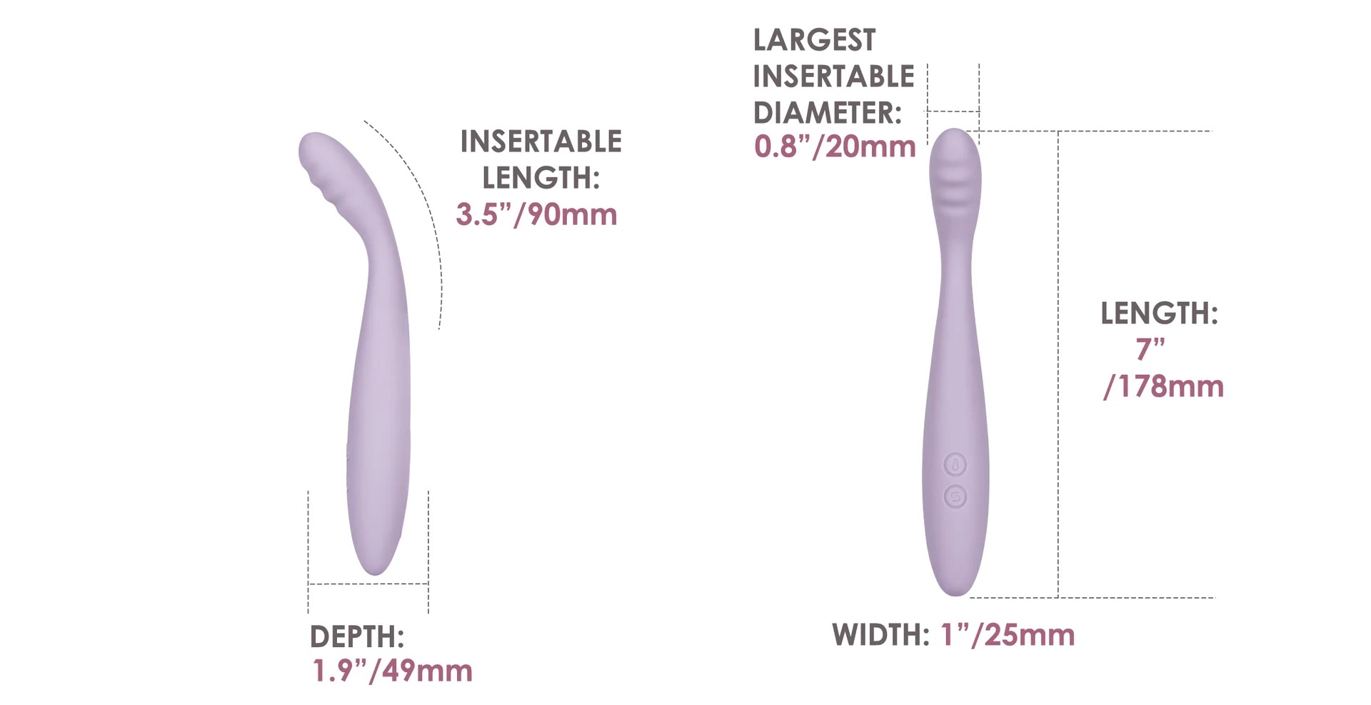 The Svakom Cici 2 has an insertable length of 90mm and a depth of 49mm for deep pleasure sessions. The Svakom Cici 2 has an insertable length of 90mm and a depth of 49mm for deep pleasure sessions.