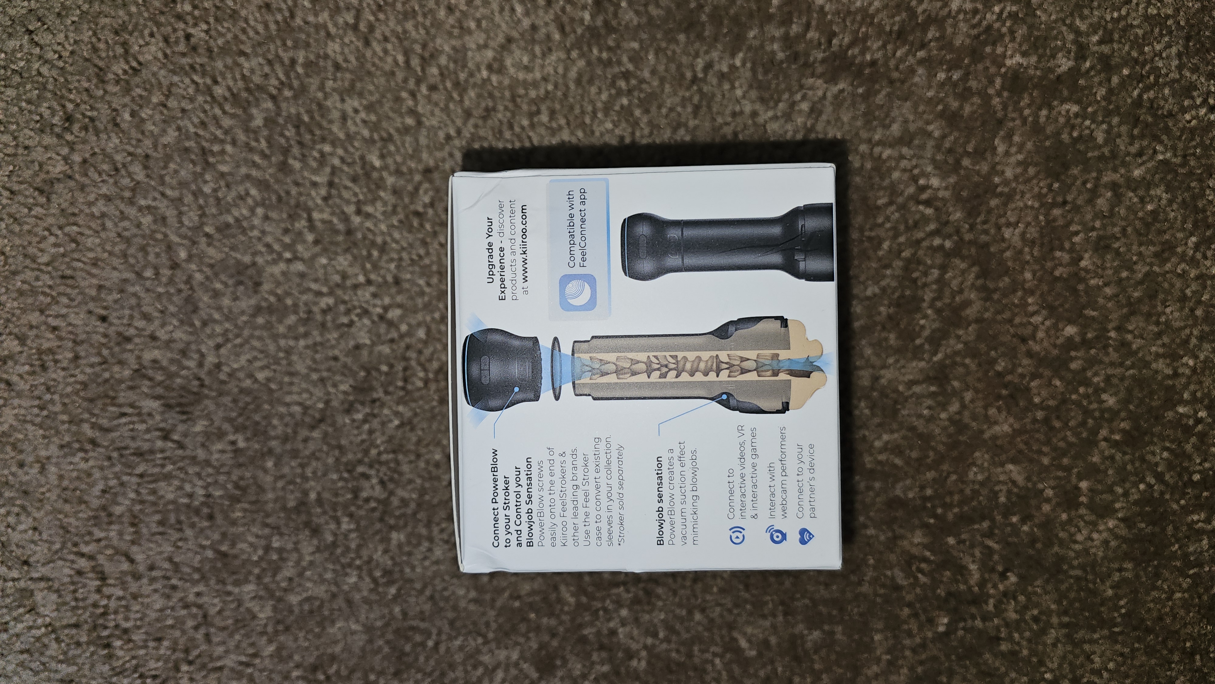 The manual shows users how to connect the PowerBlow to a stroker in order to control the blowjob experience. The manual shows users how to connect the PowerBlow to a stroker in order to control the blowjob experience.