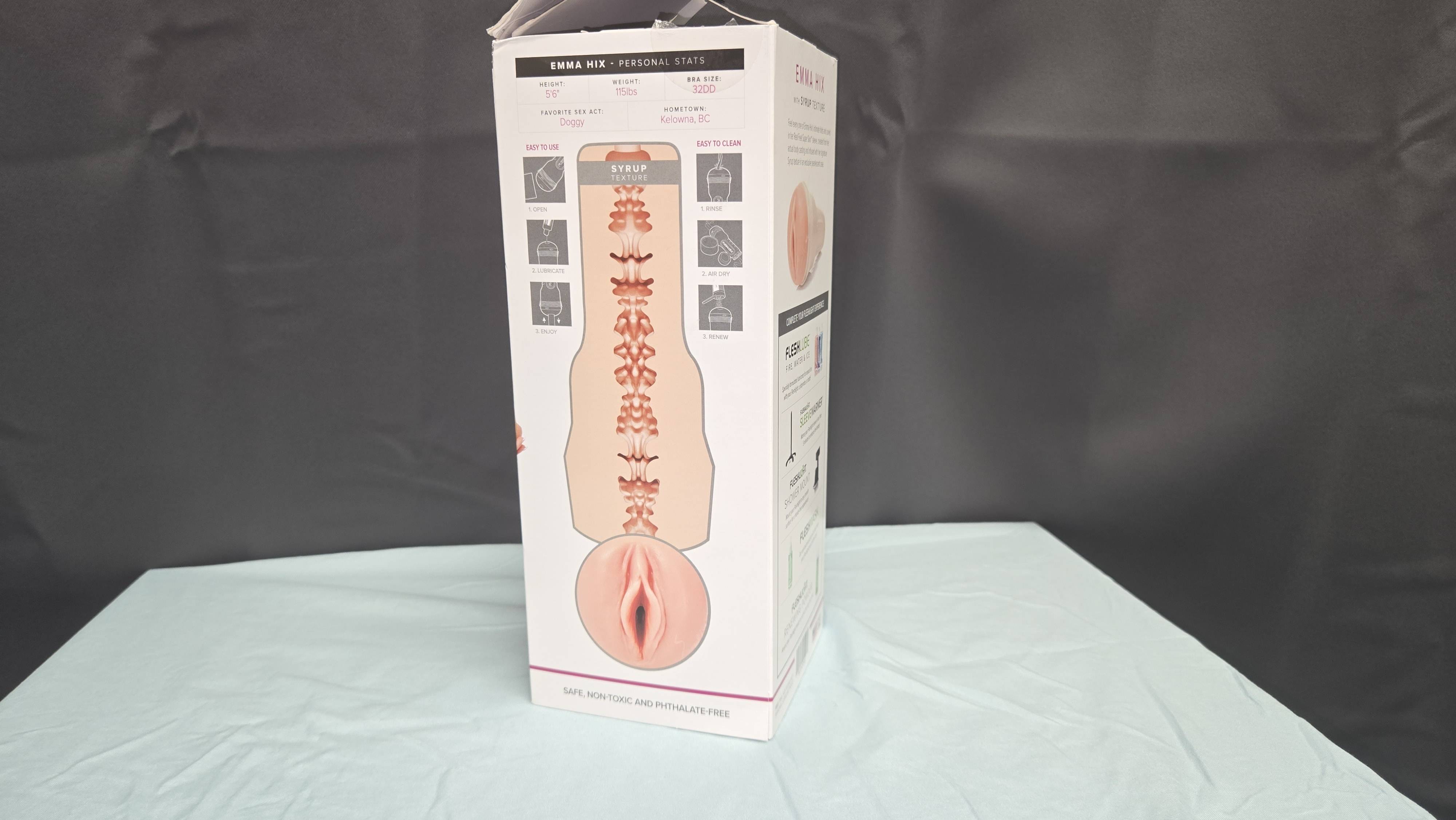 The Emma Hix box has her personal stats as well as a texture diagram for the Fleshlight. The Emma Hix box has her personal stats as well as a texture diagram for the Fleshlight.