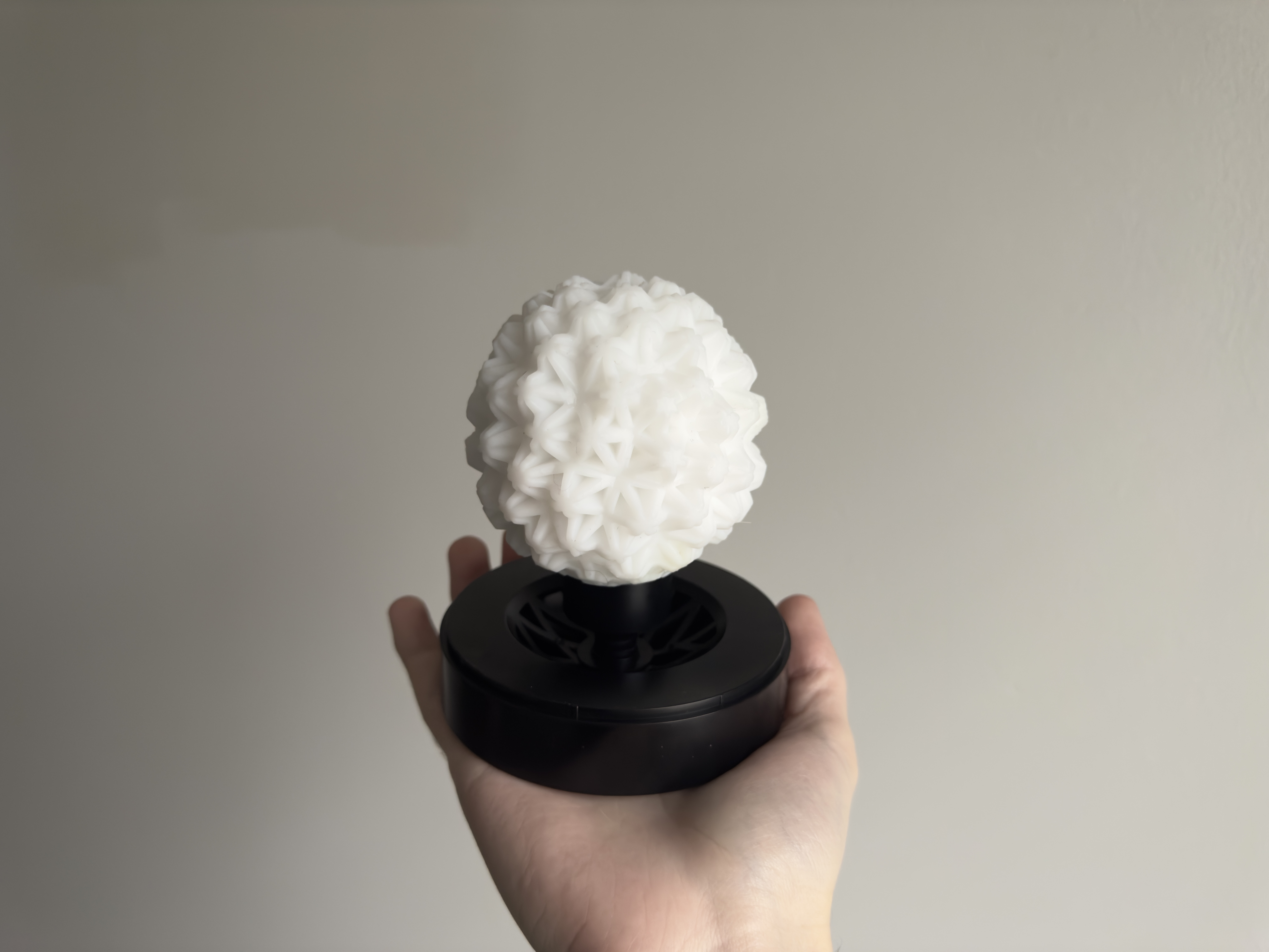 Pictured is the Tenga Geo Coral penis toy on its drying stand. Pictured is the Tenga Geo Coral penis toy on its drying stand.