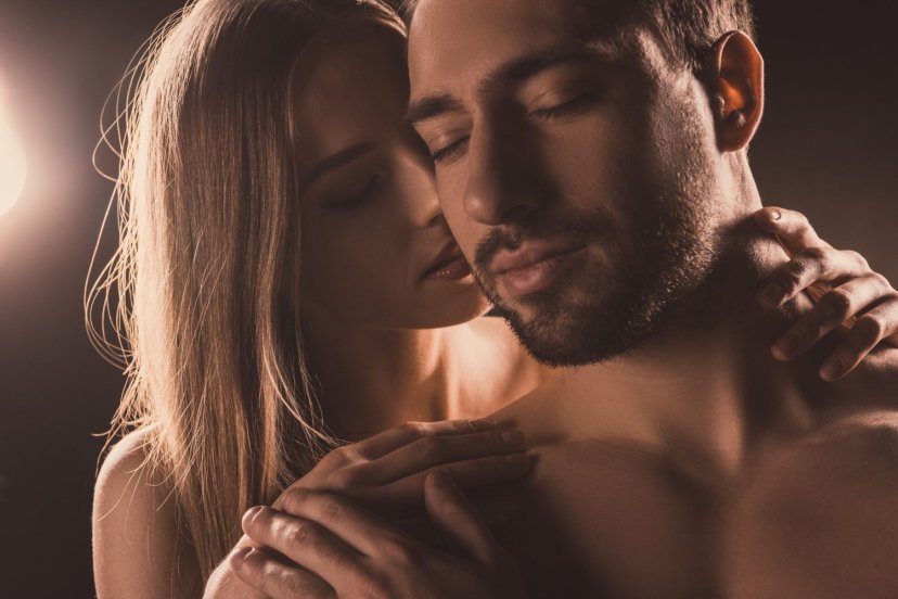 Pictured here is a couple engaging intimately with one another, and talking dirty in low whispers. Pictured here is a couple engaging intimately with one another, and talking dirty in low whispers.