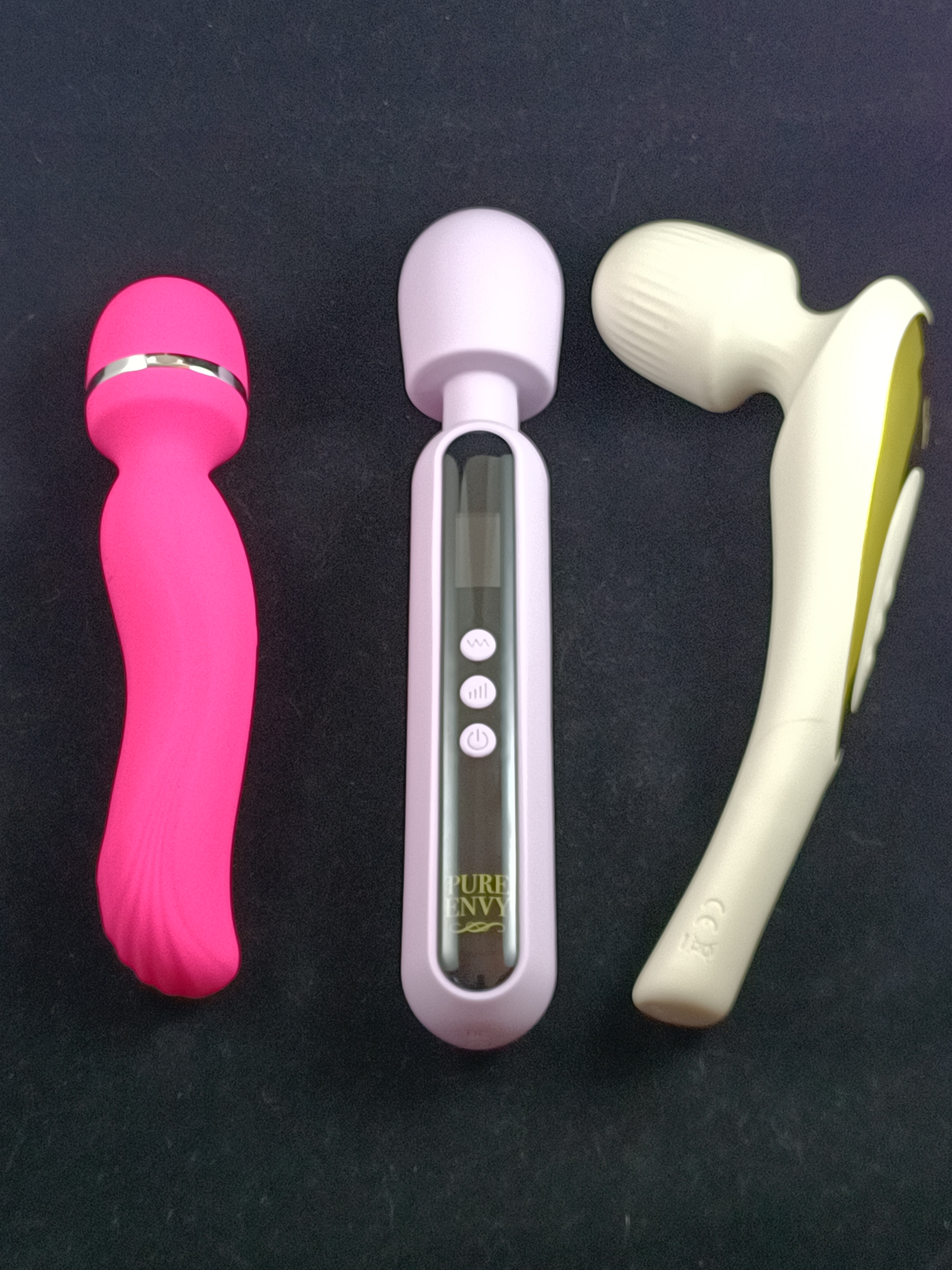 This photo features vibrators like: Pure Envy Serenity Stick, Adam & Eve Intimate Curves Wand, and Ava Evo. This photo features vibrators like: Pure Envy Serenity Stick, Adam & Eve Intimate Curves Wand, and Ava Evo.