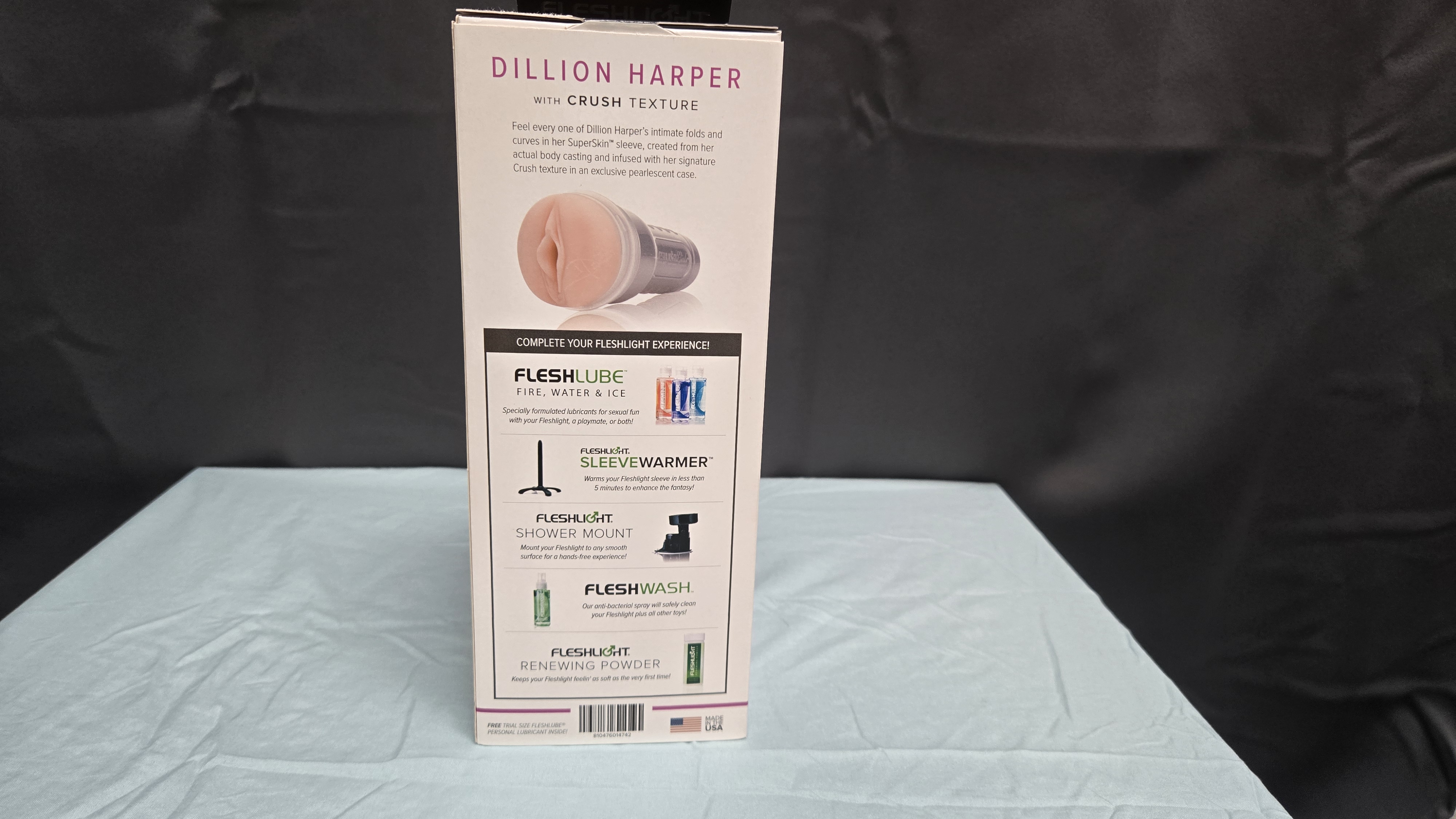 Dillion Harper box featuring all the sextastic add-ons that the toy features.