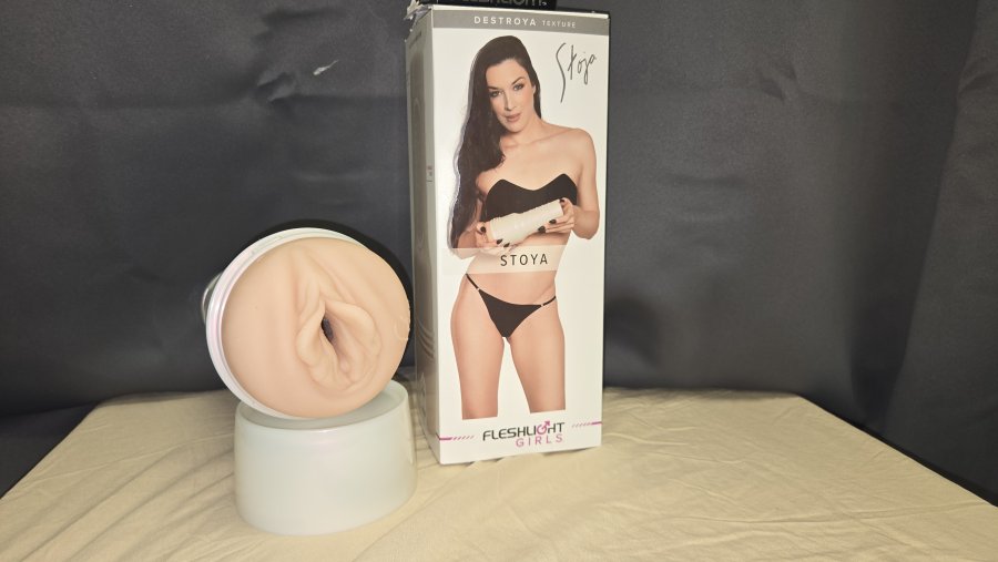 Pictured is Fleshlight's Stoya Destroya sleeve next to its packaging. Pictured is Fleshlight's Stoya Destroya sleeve next to its packaging.